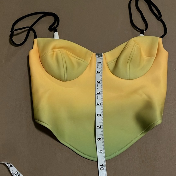SAMMY B. NWOT Corset Detail Top - Yellow Green Ombre - Size S - Picture 9 of 10